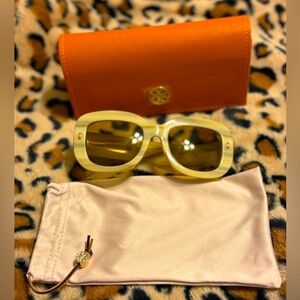 Tory Burch Cream Frame Sunglasses with Gold-Tone Accents